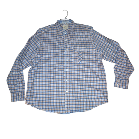 Tommy Bahama Jeans Orange & Blue Tartan Plaid Long Sleeve Button Up Shirt Sz XL - Picture 1 of 10